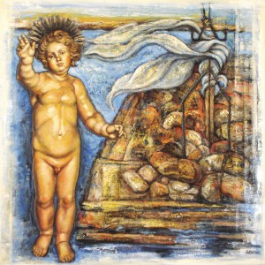 CASTORO ANNA - Mediterraneo (...e Catania manda avanti  il suo Bambino...) olio su tela cm 70x70