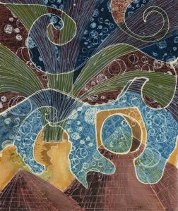 02 Environment, 2019 - Batik su tela batik on canvas, cm 100x800
